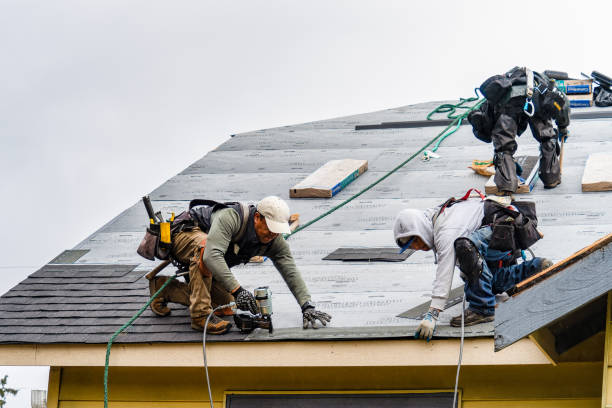 Professional Gutter Installation technician working in Minster, OH